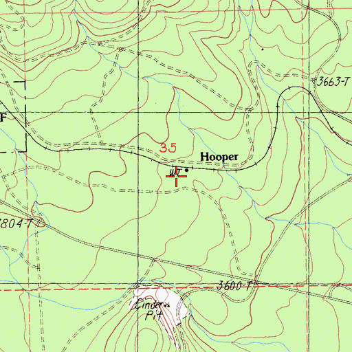 Topographic Map of Hooper, CA