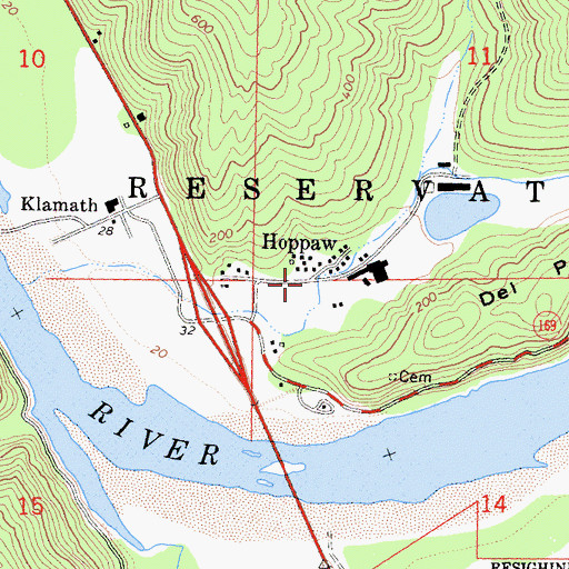 Topographic Map of Hoppaw, CA