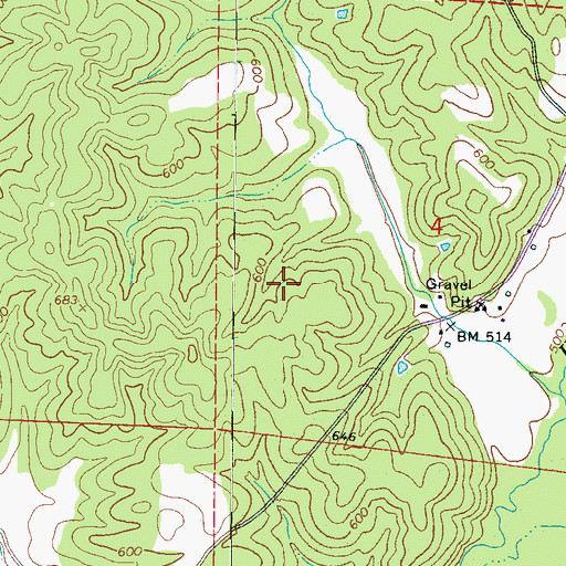 Topographic Map of Bexar Division, AL