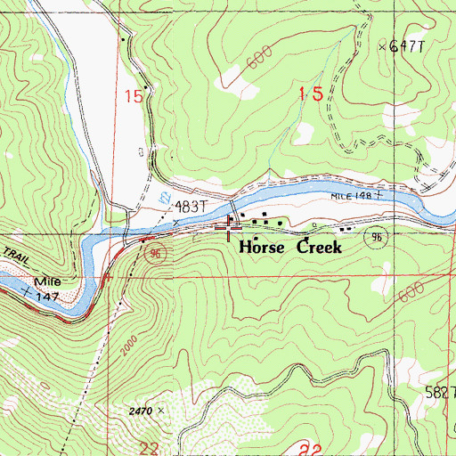 Topographic Map of Horse Creek, CA