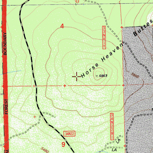 Topographic Map of Horse Heaven Buttes, CA
