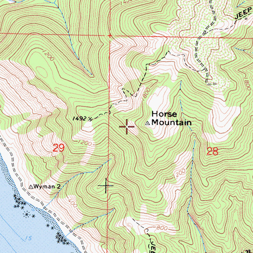 Topographic Map of Horse Mountain, CA