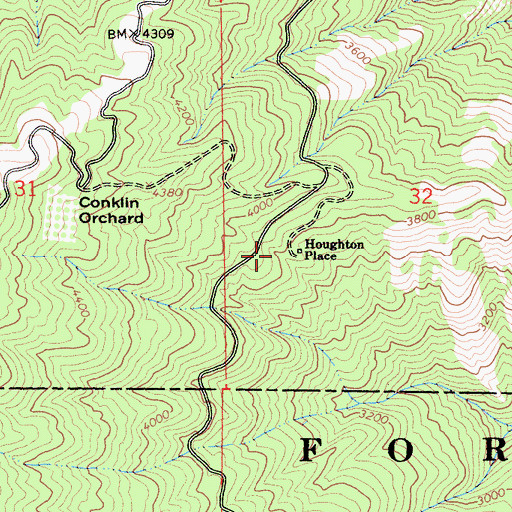 Topographic Map of Houghton Place, CA