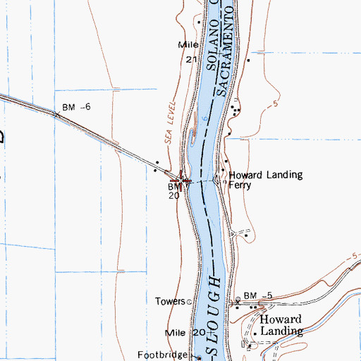 Topographic Map of Howard Landing Ferry, CA