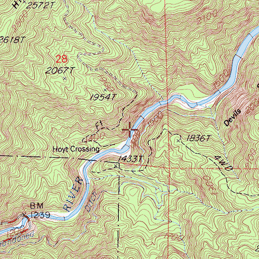 Topographic Map of Hoyt Crossing, CA