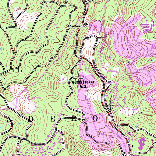 Topographic Map of Huckleberry Hill, CA