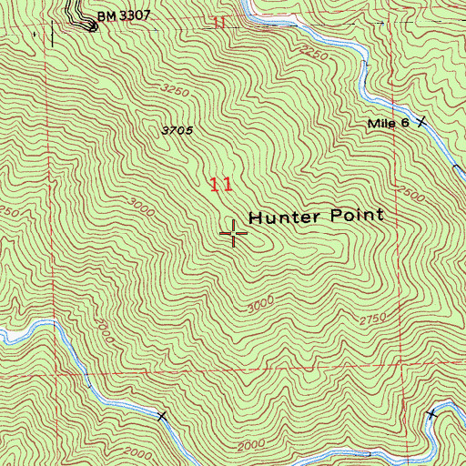 Topographic Map of Hunter Point, CA