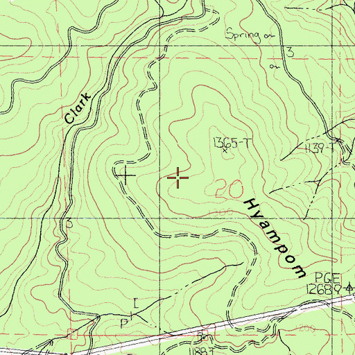 Topographic Map of Hyampom Mountain, CA