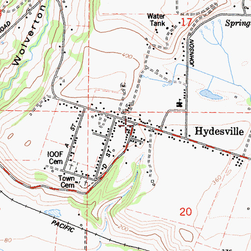 Topographic Map of Hydesville, CA