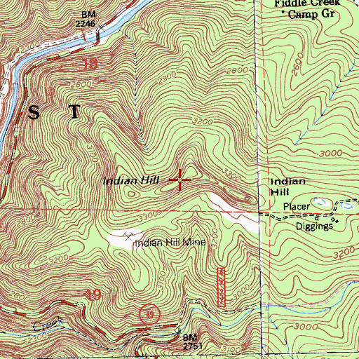 Topographic Map of Indian Hill, CA