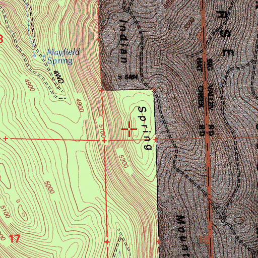 Topographic Map of Indian Spring Mountain, CA