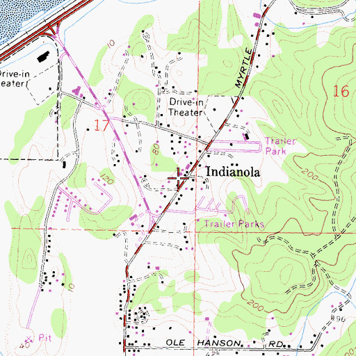 Topographic Map of Indianola, CA