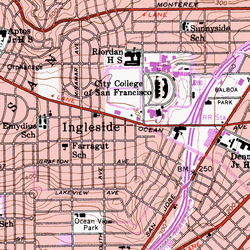 Topographic Map of Ingleside, CA