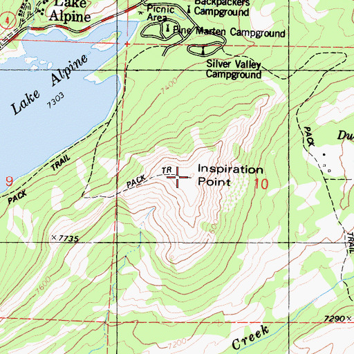 Topographic Map of Inspiration Point, CA