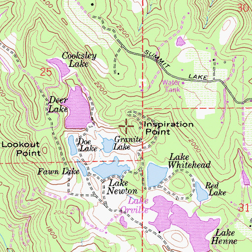 Topographic Map of Inspiration Point, CA
