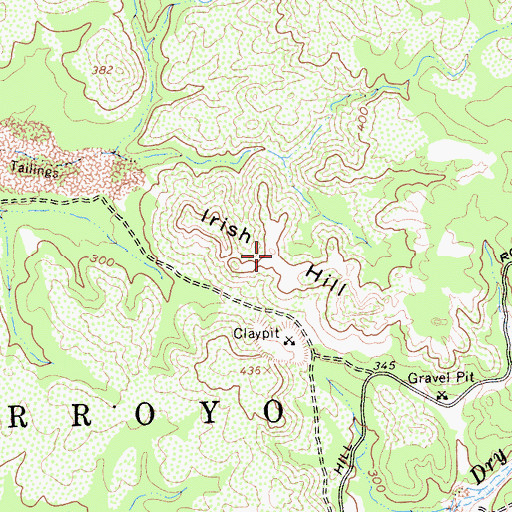 Topographic Map of Irish Hill, CA