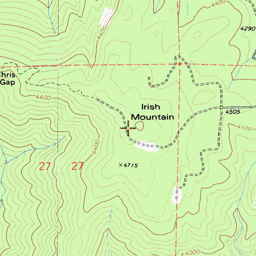 Topographic Map of Irish Mountain, CA