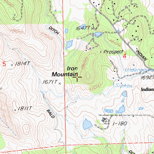 Topographic Map of Iron Mountain, CA