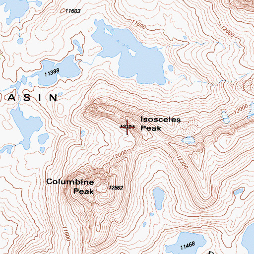 Topographic Map of Isosceles Peak, CA