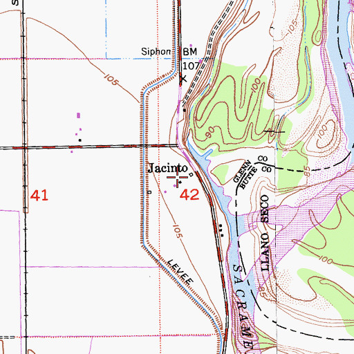 Topographic Map of Jacinto, CA