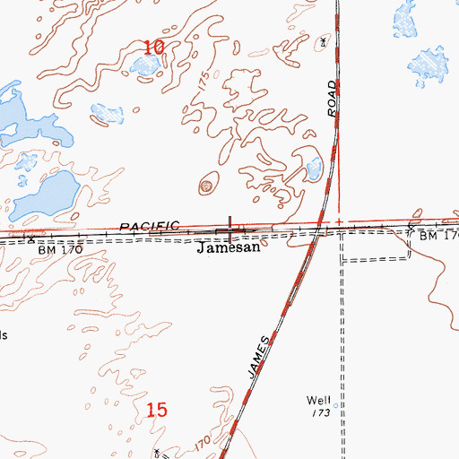 Topographic Map of Jamesan, CA
