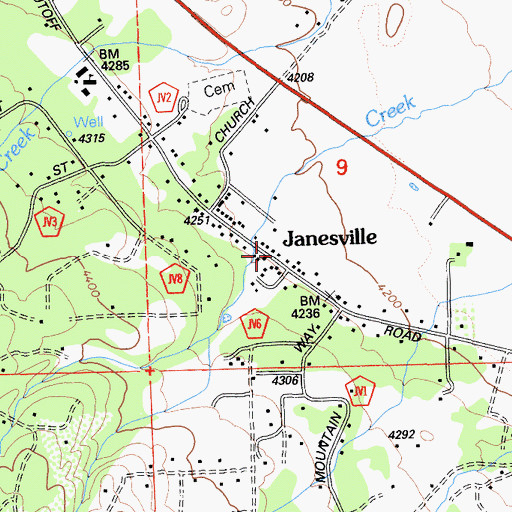 Topographic Map of Janesville, CA