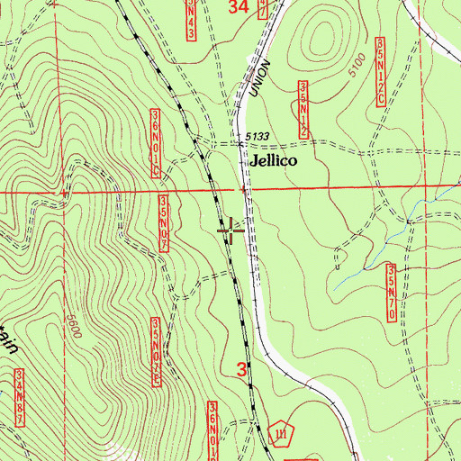 Topographic Map of Jellico, CA