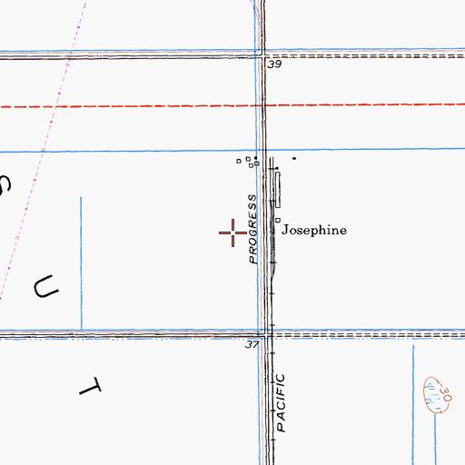 Topographic Map of Joesphine, CA