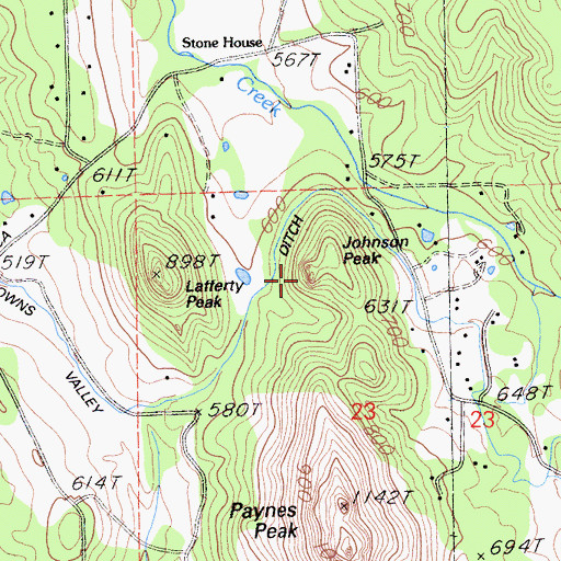 Topographic Map of Johnson Peak, CA