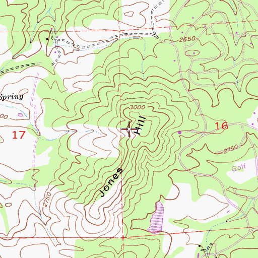 Topographic Map of Jones Hill, CA