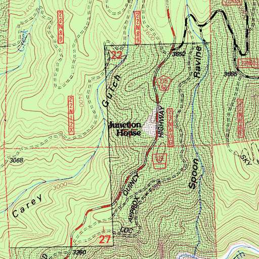 Topographic Map of Junction House, CA