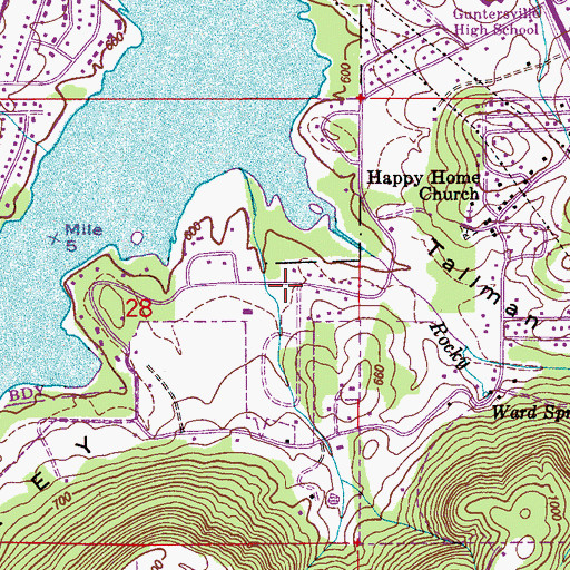 Topographic Map of Guntersville Division, AL