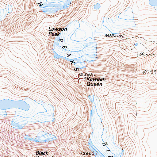 Topographic Map of Kaweah Queen, CA