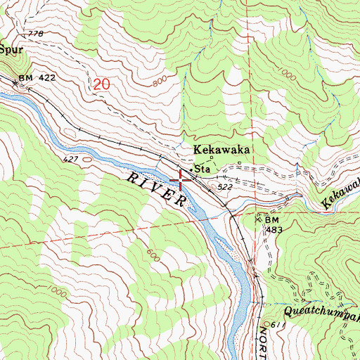 Topographic Map of Kekawaka, CA