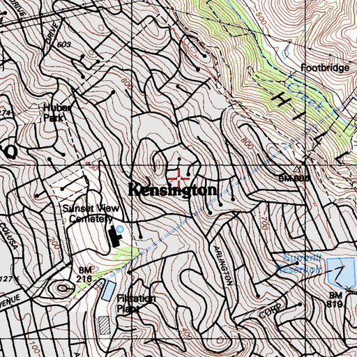 Topographic Map of Kensington, CA