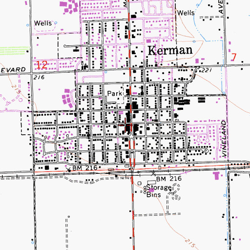 Topographic Map of Kerman, CA