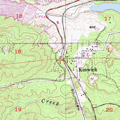 Topographic Map of Keswick, CA