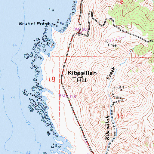 Topographic Map of Kibesillah Hill, CA