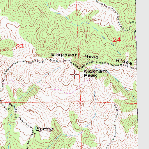 Topographic Map of Kickham Peak, CA