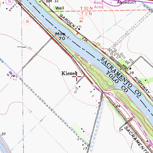 Topographic Map of Kiesel, CA