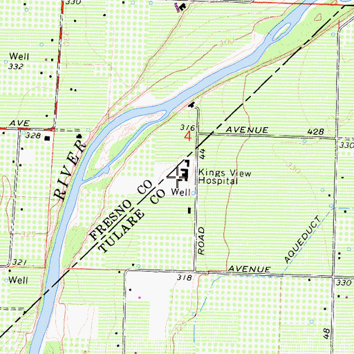Topographic Map of Kings View Hospital, CA