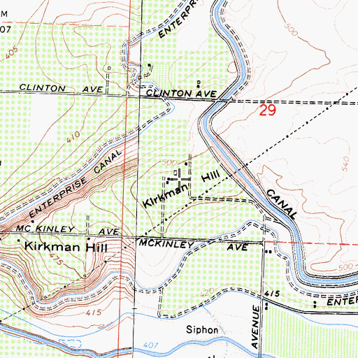 Topographic Map of Kirkman Hill, CA