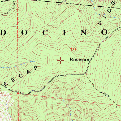 Topographic Map of Kneecap, CA