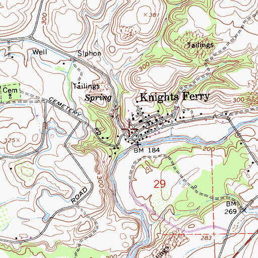 Topographic Map of Knights Ferry, CA
