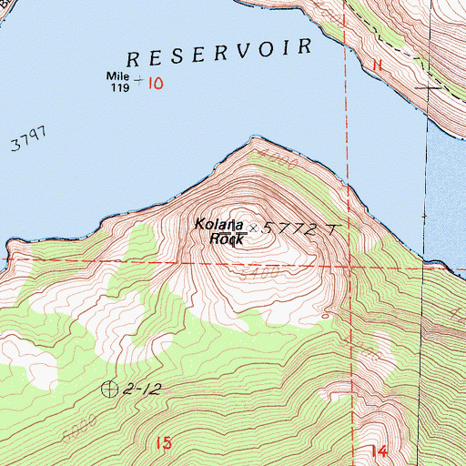 Topographic Map of Kolana Rock, CA