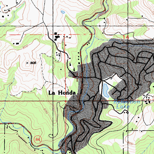 Topographic Map of La Honda, CA