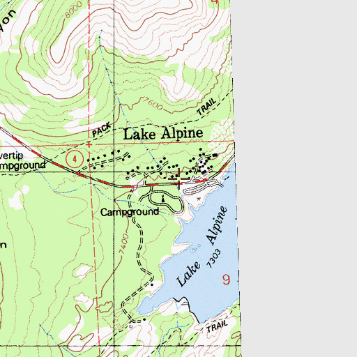 Topographic Map of Lake Alpine, CA