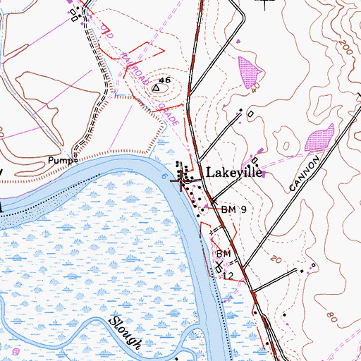 Topographic Map of Lakeville, CA