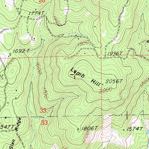 Topographic Map of Lamb Hill, CA