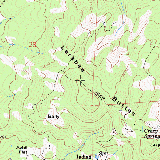 Topographic Map of Larabee Buttes, CA